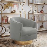 Velvet Swivel Barrel Chair