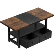 Wood Coffee Table with 2 Drawers