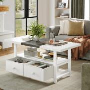 Wood Coffee Table with 2 Drawers