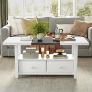 Wood Coffee Table with 2 Drawers