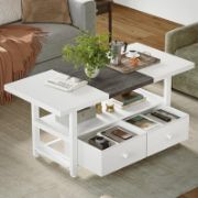 Wood Coffee Table with 2 Drawers