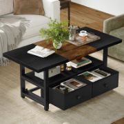 Wood Coffee Table with 2 Drawers