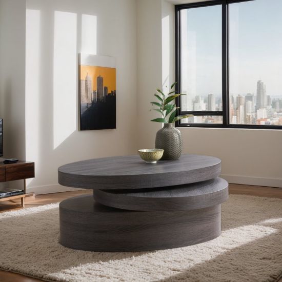 Contemporary Wood Rotatable Coffee Table