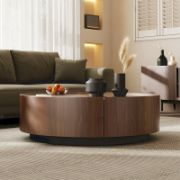 Round Coffee Table with Hidden Storage Drawers