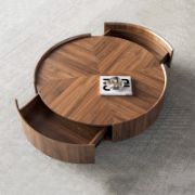 Round Coffee Table with Hidden Storage Drawers