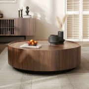 Round Coffee Table with Hidden Storage Drawers