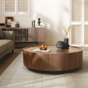 Round Coffee Table with Hidden Storage Drawers