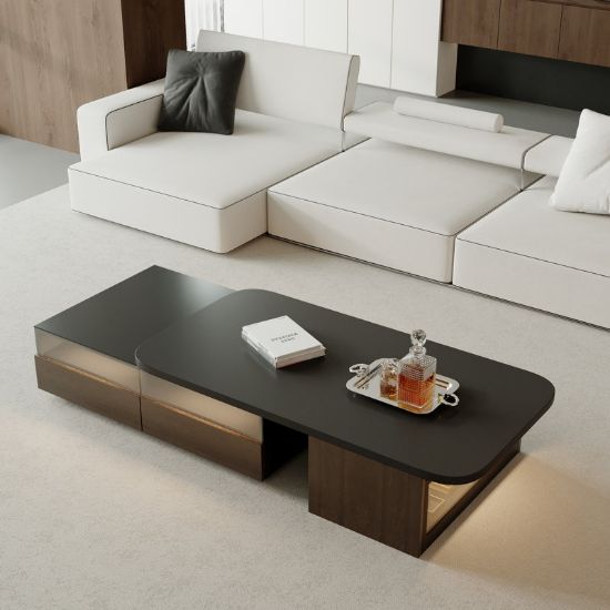 Extendable Coffee Table with LED Light