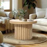 Natural Wood Fluted Round Coffee Table