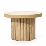 Natural Wood Fluted Round Coffee Table