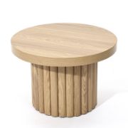 Natural Wood Fluted Round Coffee Table
