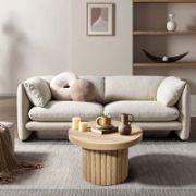 Natural Wood Fluted Round Coffee Table