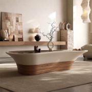 Solid Wood Coffee Table with Glass Top