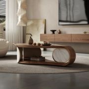 Leaf Shape Solid Wood Coffee Table