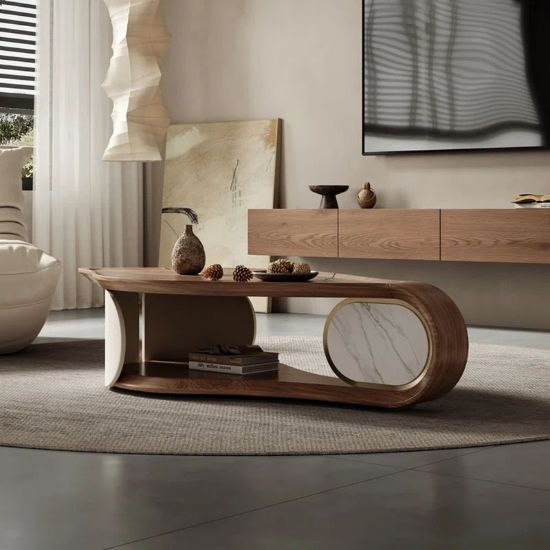 Leaf Shape Solid Wood Coffee Table