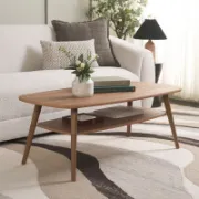 Rectangular coffee table with rounded edges