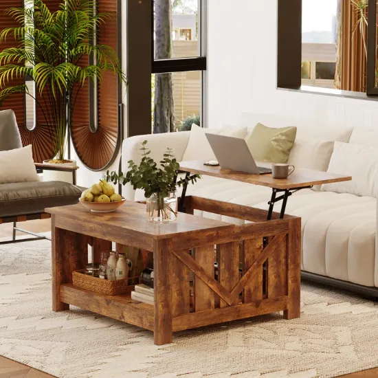 Farmhouse Style Lift Top Square Coffee Table