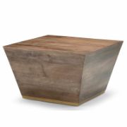 Square-shaped coffee table with a modern design and elegant copper detailing
