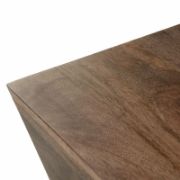 Square-shaped coffee table with a modern design and elegant copper detailing