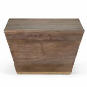 Square-shaped coffee table with a modern design and elegant copper detailing