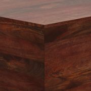 Square-shaped coffee table with a modern design and elegant copper detailing