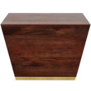 Square-shaped coffee table with a modern design and elegant copper detailing