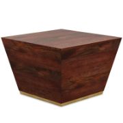 Square-shaped coffee table with a modern design and elegant copper detailing