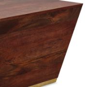 Square-shaped coffee table with a modern design and elegant copper detailing