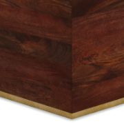 Square-shaped coffee table with a modern design and elegant copper detailing