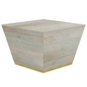 Square-shaped coffee table with a modern design and elegant copper detailing