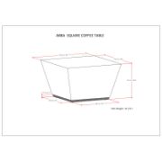 Square-shaped coffee table with a modern design and elegant copper detailing