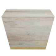 Square-shaped coffee table with a modern design and elegant copper detailing