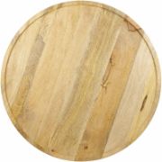 Modern round coffee table with a natural wood top