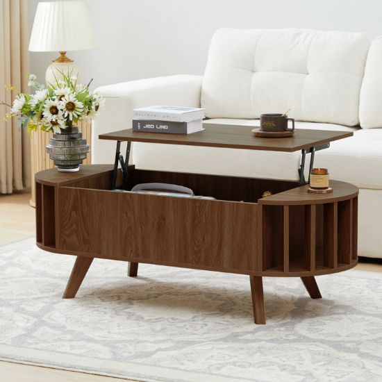 Coffee table with a lift-up shelf for storage