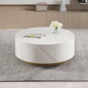 Round coffee table with storage and two drawers