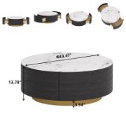 Round coffee table with storage and two drawers