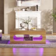 Square coffee table with adjustable LED lighting