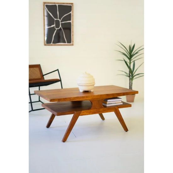 Mid-century modern coffee table made of solid mango wood