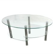 Modern Oval Shape Glass Top Coffee Table