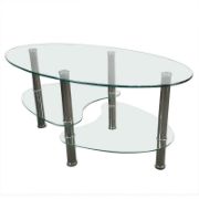 Modern Oval Shape Glass Top Coffee Table