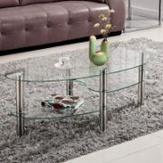 Modern Oval Shape Glass Top Coffee Table