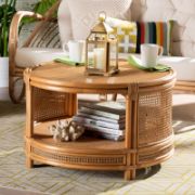 Bohemian style handwoven natural rattan detailing Coffee Table