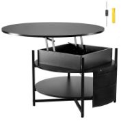 Lift Top Coffee Table Round Coffee Table for Living Room Black