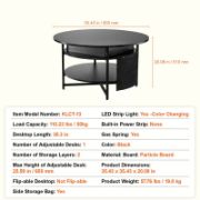 Lift Top Coffee Table Round Coffee Table for Living Room Black