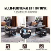 Lift Top Coffee Table Round Coffee Table for Living Room Black