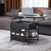 Lift Top Coffee Table Round Coffee Table for Living Room Black