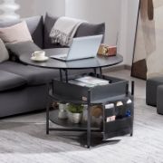 Lift Top Coffee Table Round Coffee Table for Living Room Black