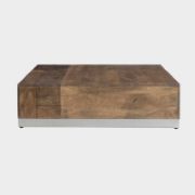 Square Solid Mango Wood Coffee Table with Geometric Elegance