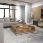 Square Solid Mango Wood Coffee Table with Geometric Elegance