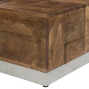Square Solid Mango Wood Coffee Table with Geometric Elegance